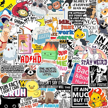 🎉Set of 130 Pcs Funny Saying Stickers