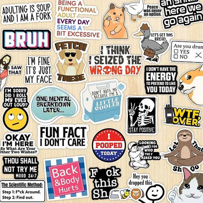 🎉Set of 130 Pcs Funny Saying Stickers