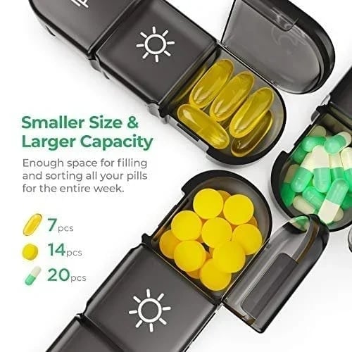 (🔥 Summer Hot Sale - Save 47% OFF) 21 Grid Black Pill Box Sorting Box, Buy 2 Free Shipping