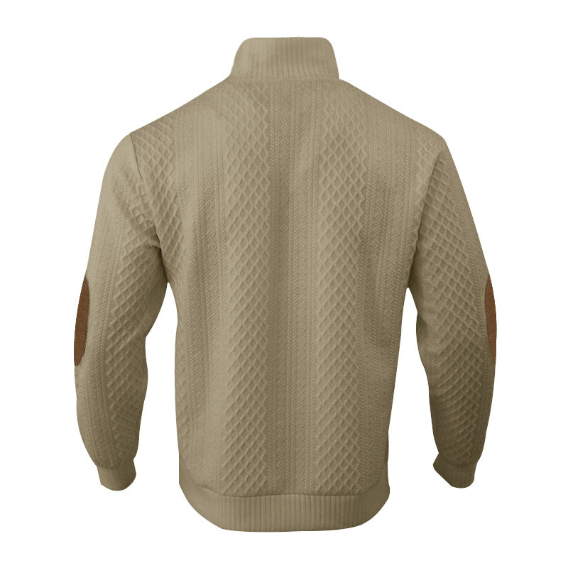 Men's Casual Standing Collar Long Sleeve Knitted Sweatshirt