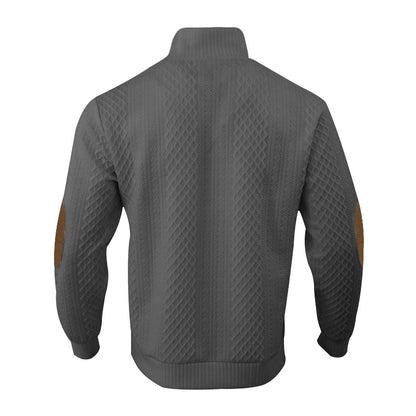 Men's Casual Standing Collar Long Sleeve Knitted Sweatshirt