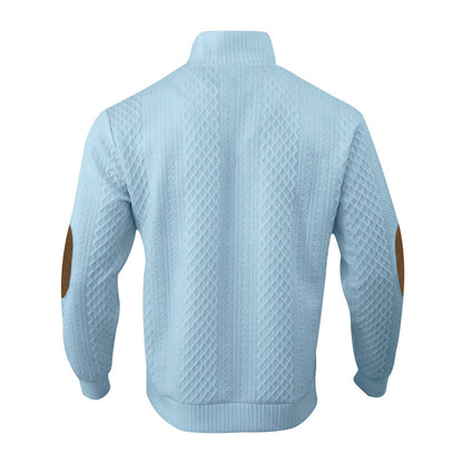 Men's Casual Standing Collar Long Sleeve Knitted Sweatshirt