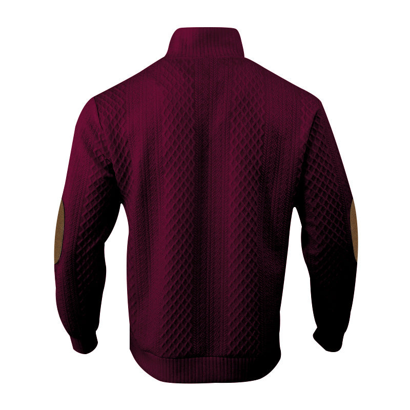 Men's Casual Standing Collar Long Sleeve Knitted Sweatshirt