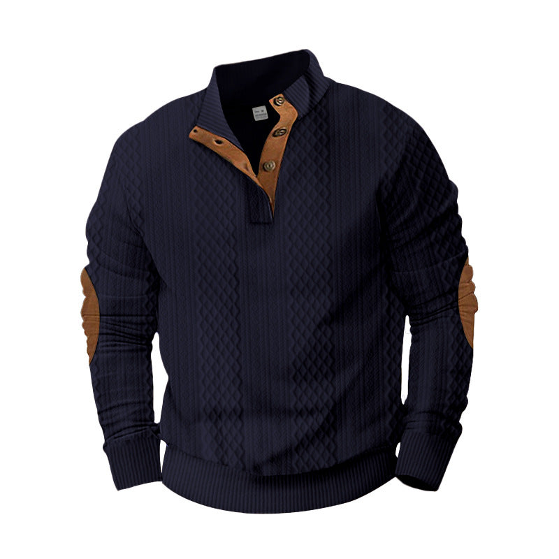 Men's Casual Standing Collar Long Sleeve Knitted Sweatshirt