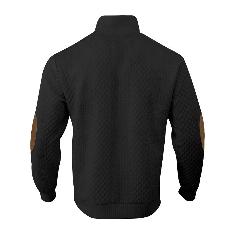 Men's Casual Standing Collar Long Sleeve Knitted Sweatshirt